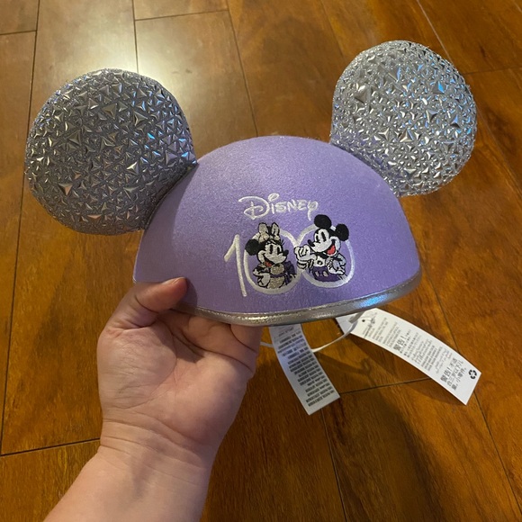 Disney Accessories - Disney Purple and Silver Mickey Ears Hat Disney 100 years of wonder hat